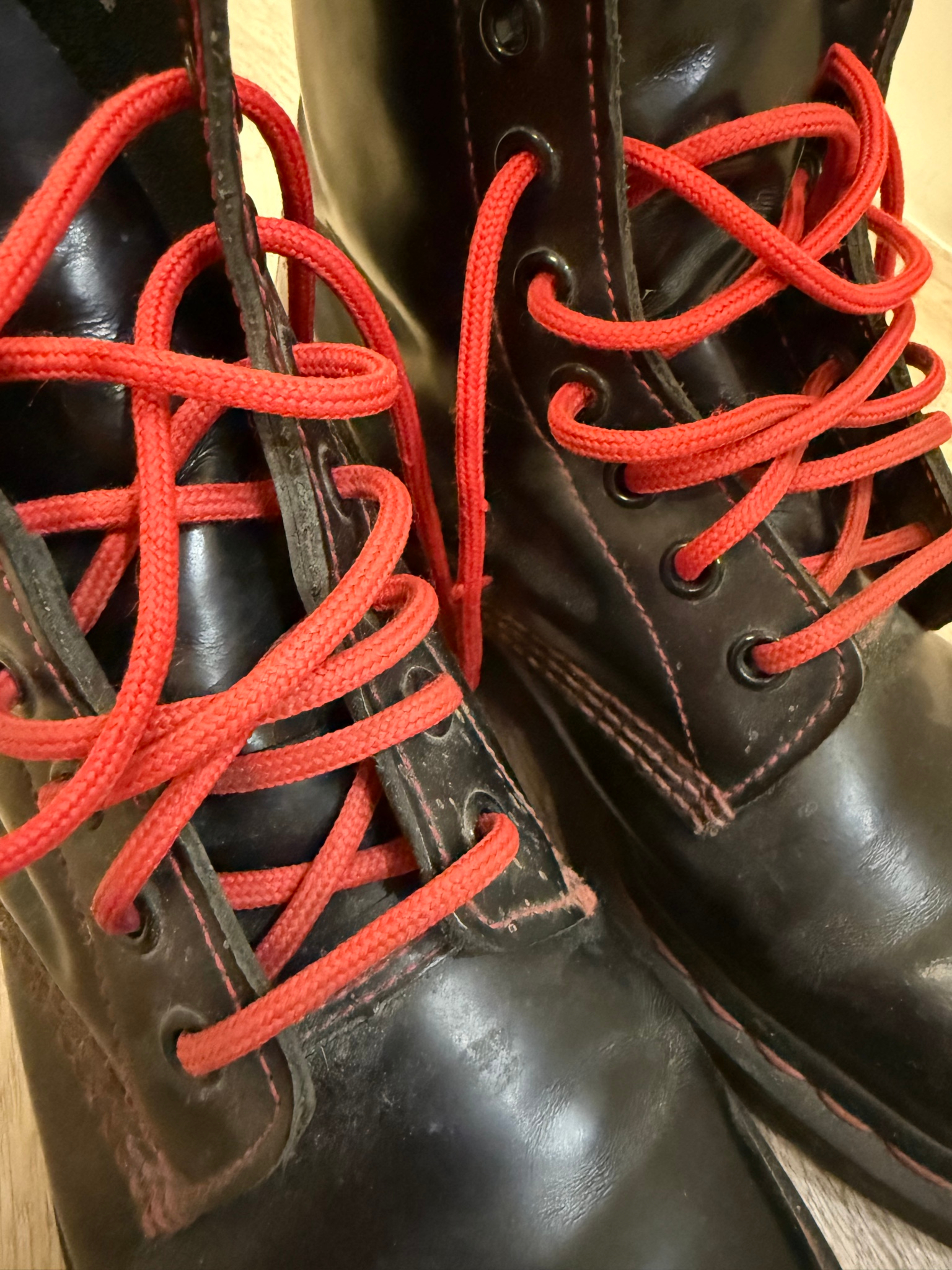 Dr. Martens 1460 BLACK SMOOTH CONTRAST RED STITCH, миниатюра 5
