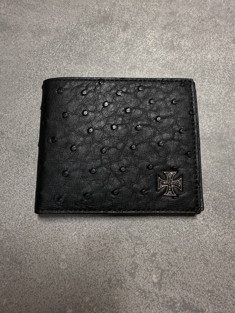 Enfants Riches Deprimes Ostrich Leather Black Wallet, миниатюра 1