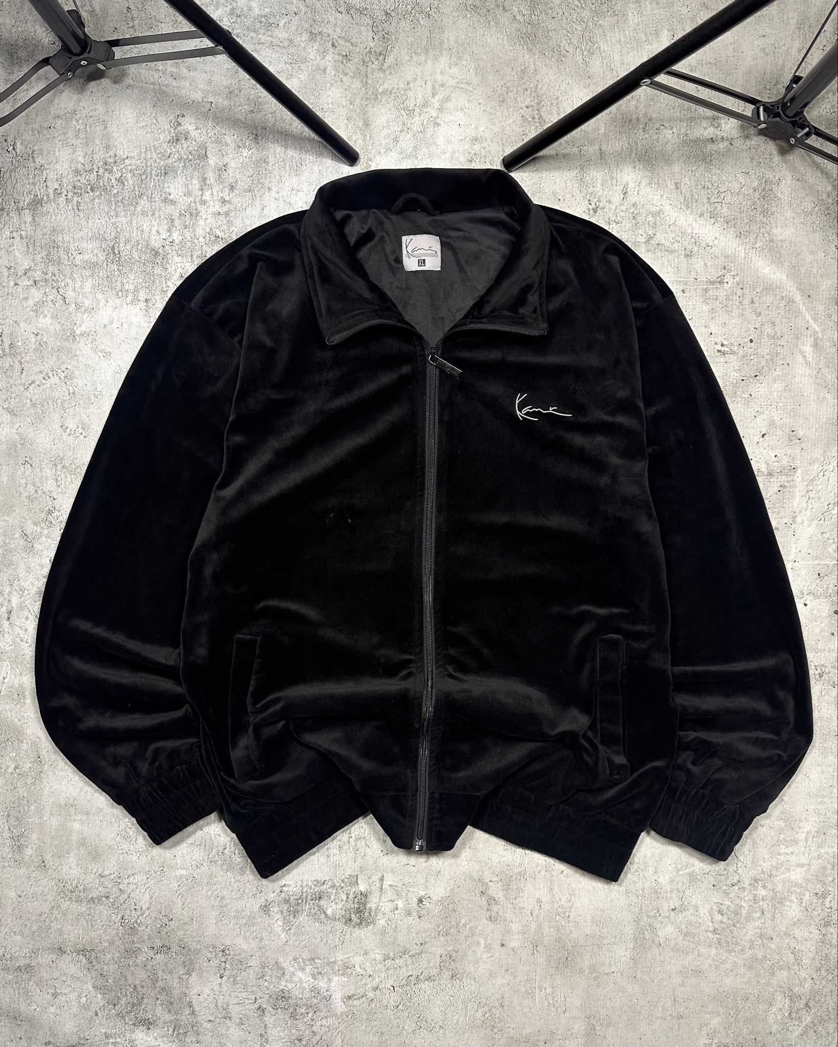 Karl Kani Velour black zip hoodie, миниатюра 1