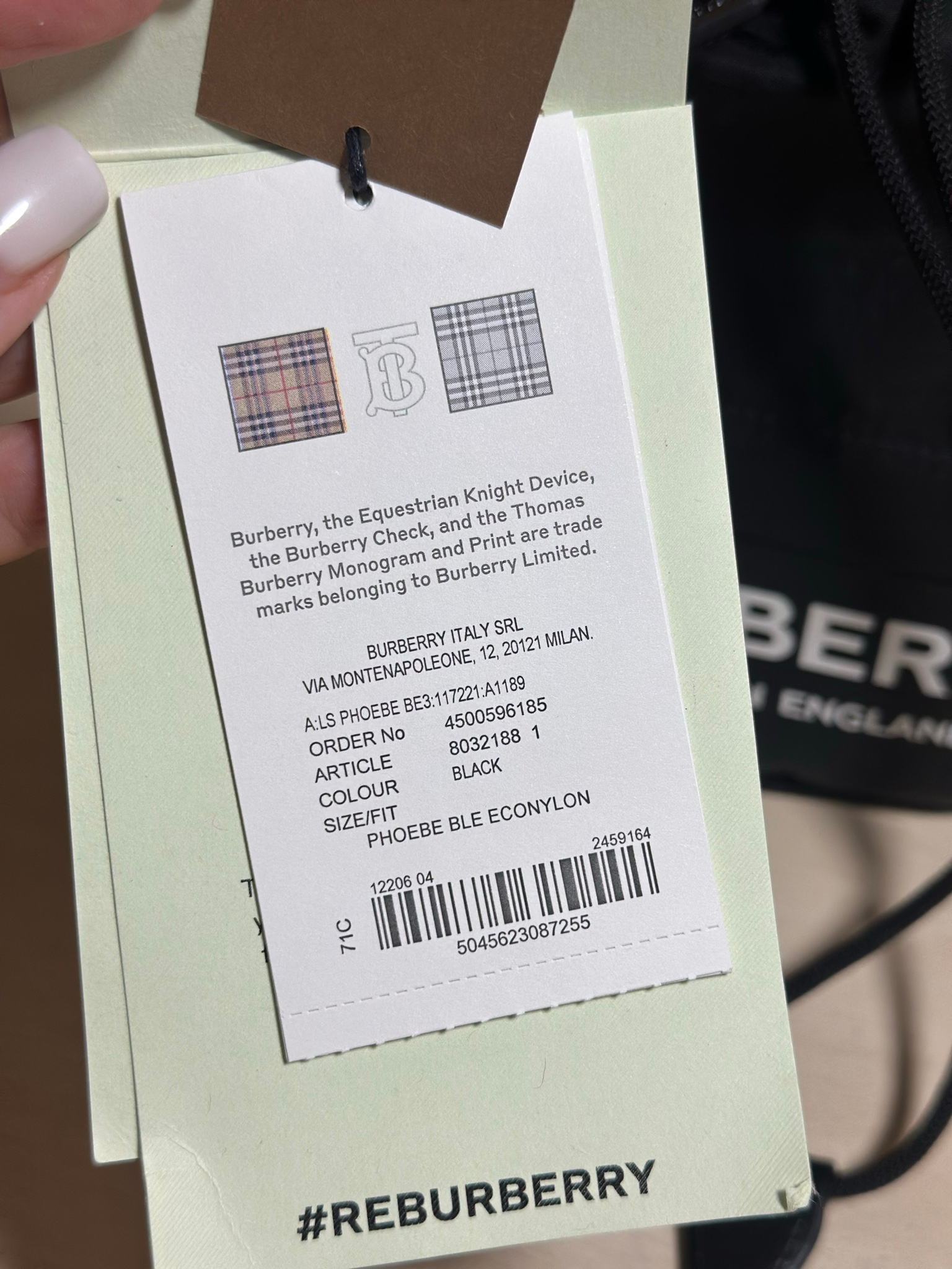 Burberry Logo Print Nylon Drawcord Pouch, миниатюра 5