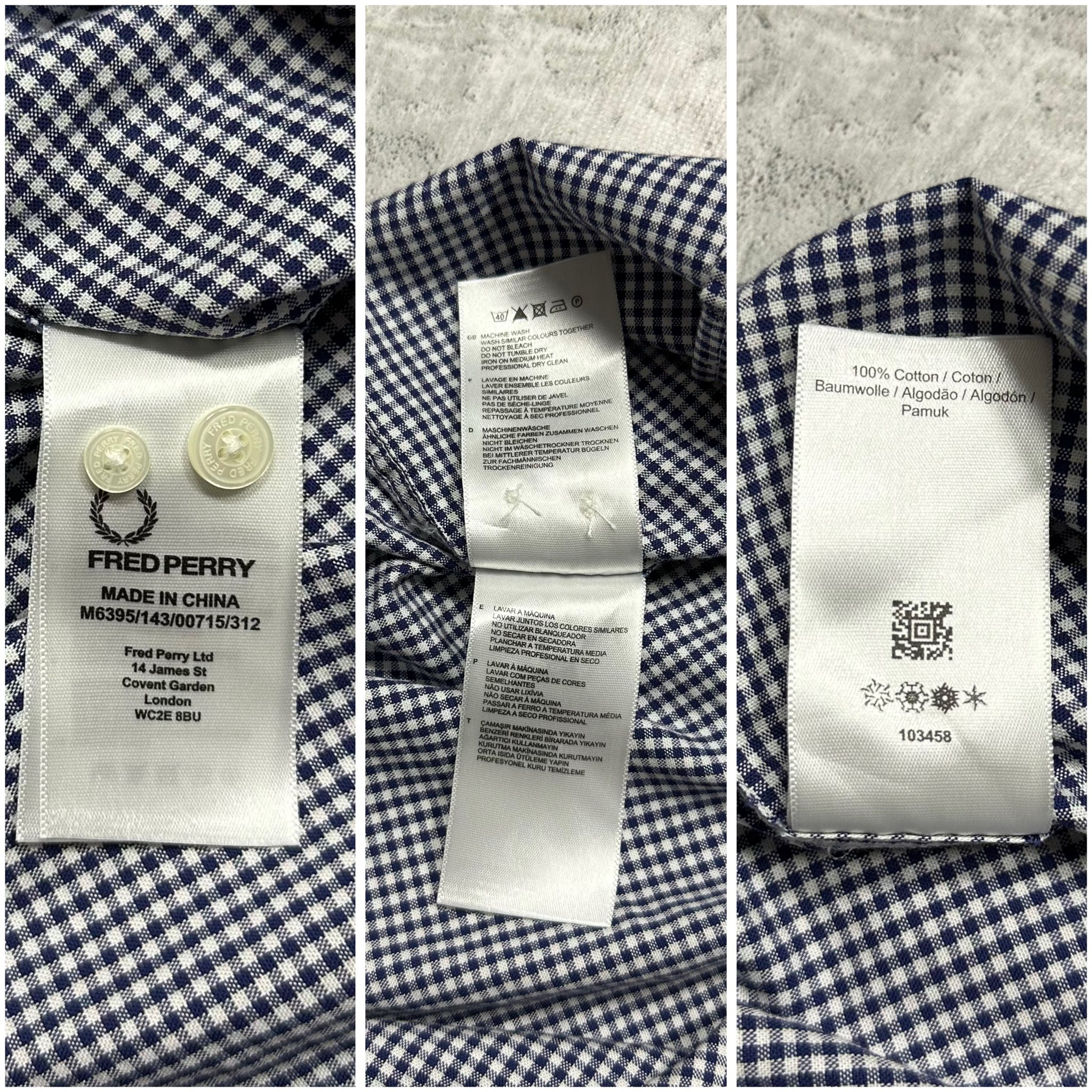 Fred Perry Blue small-check gingham shirt, миниатюра 6